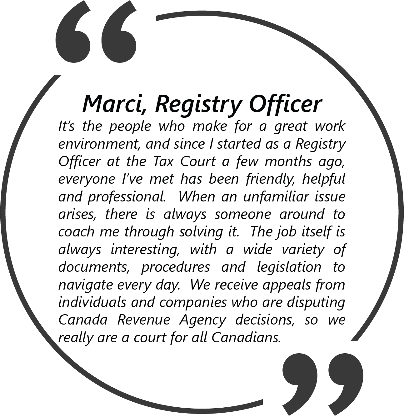 Quote from Marci, Registry Officer